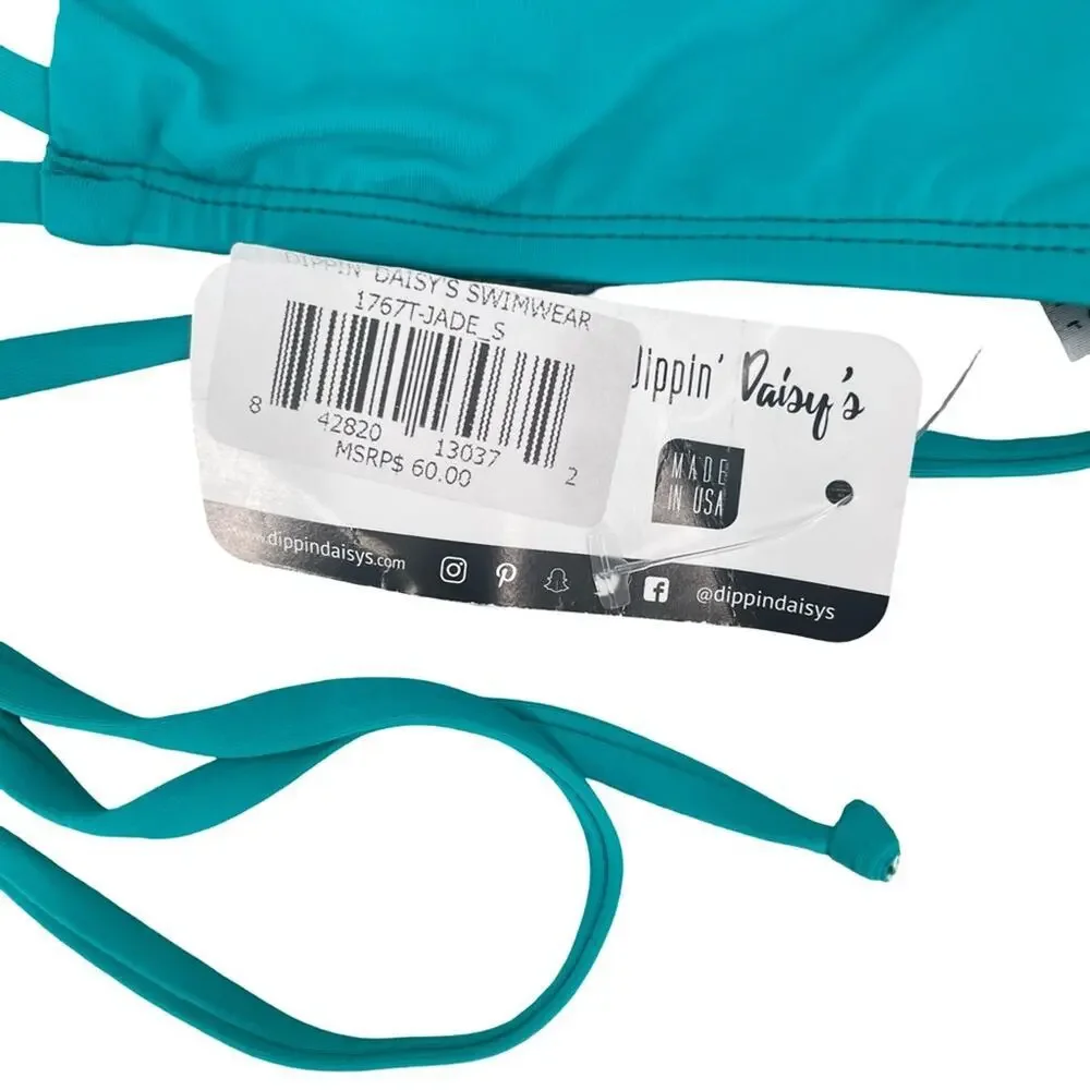 ✨NWT Dippin' Daisy's high-neck criss-cross bikini top in a teal small